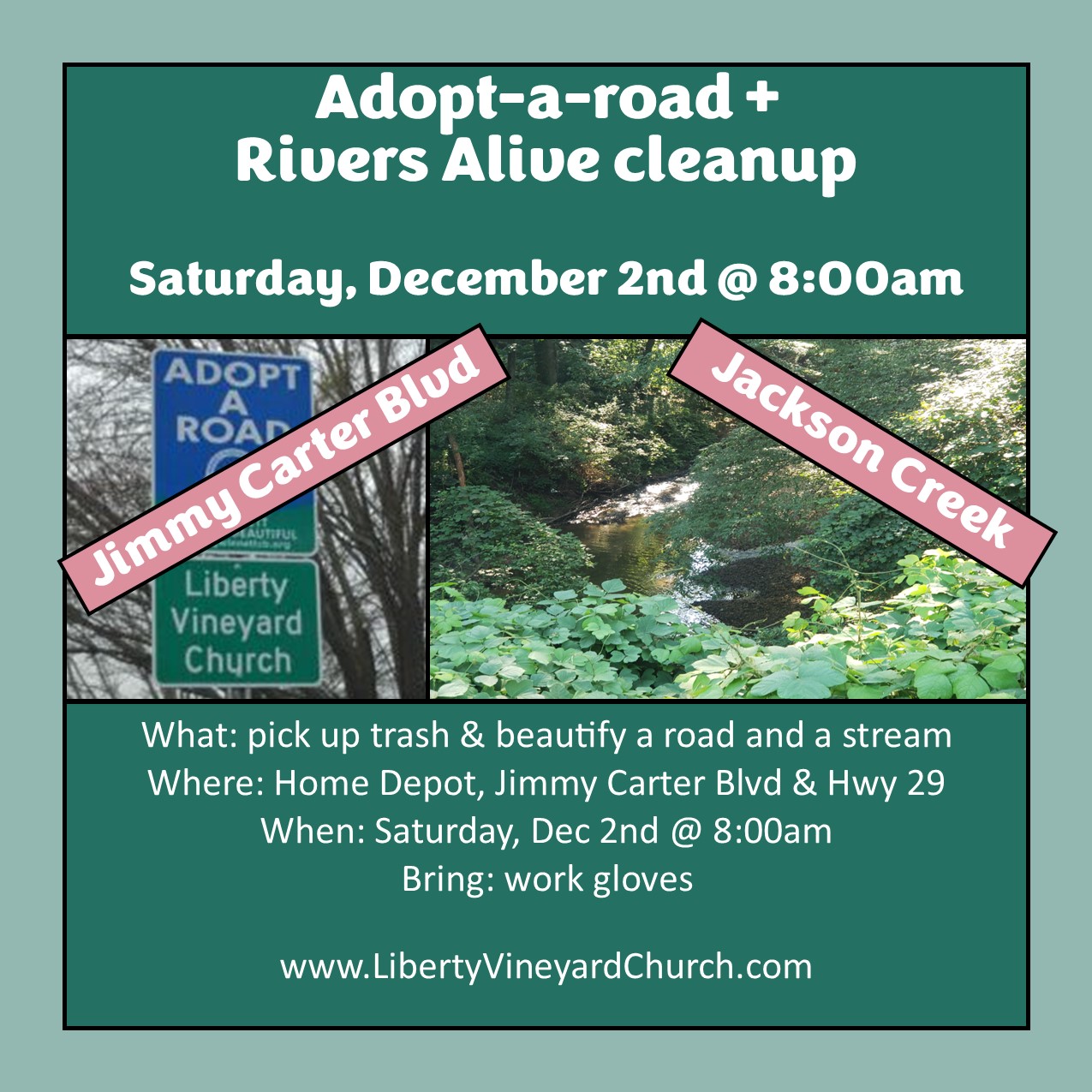 Adopt-a-road & Rivers Alive cleanup (Saturday, Dec 2nd @ 8:00am)