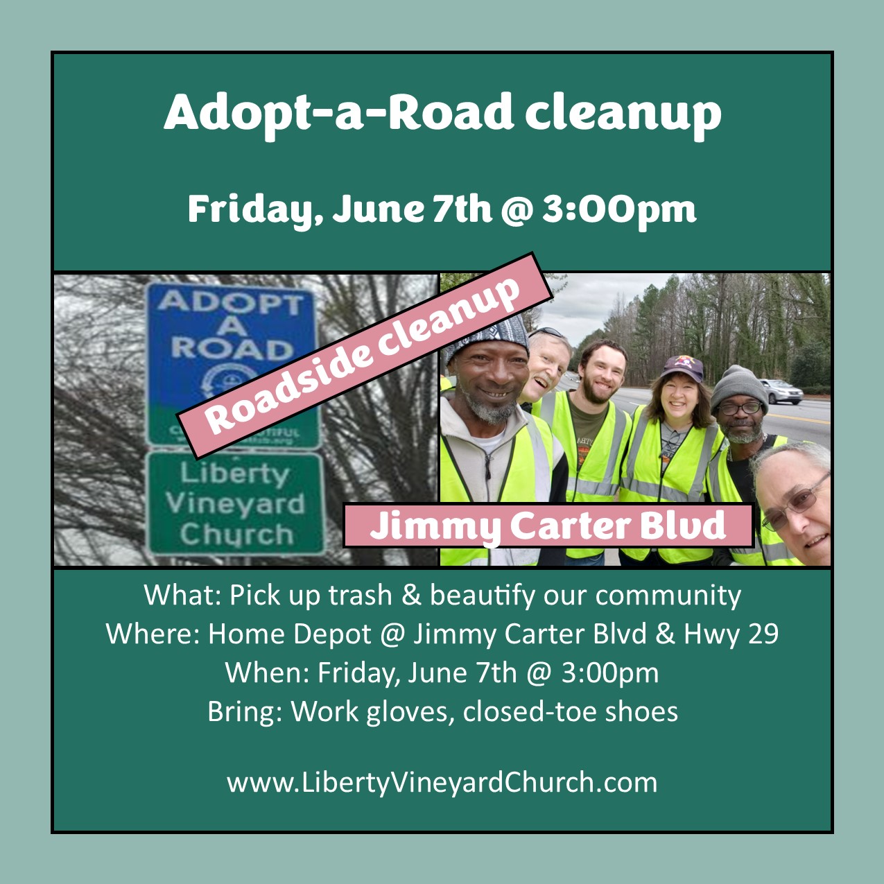 Adopt-a-Road cleanup (Friday, Jun 7th @ 3:00pm)