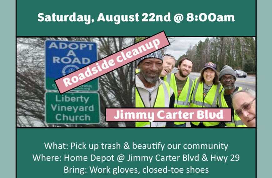 Adopt-a-Road cleanup (Saturday, Aug 22nd @ 8:00am)